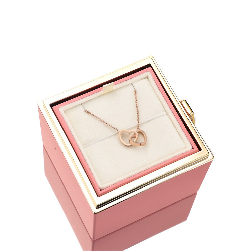 🎁Forever Hearts Necklace with Rose Flower (In a box)